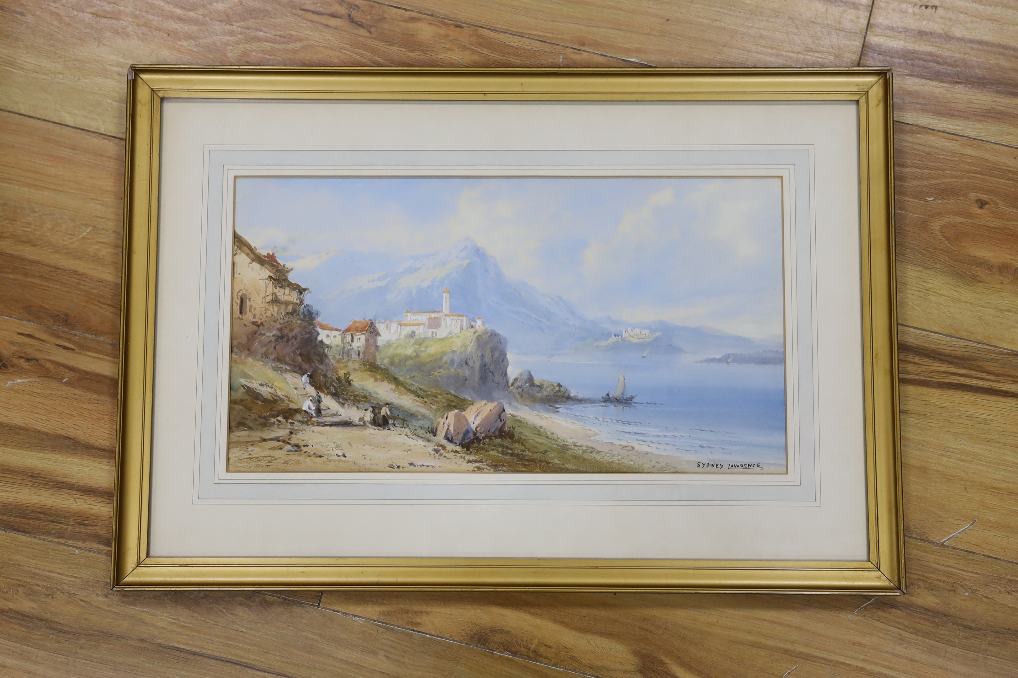Sydney Mortimer Laurence (British, 1858-1940), watercolour, Venetian lagoon, signed, 23.5 x 44cm.